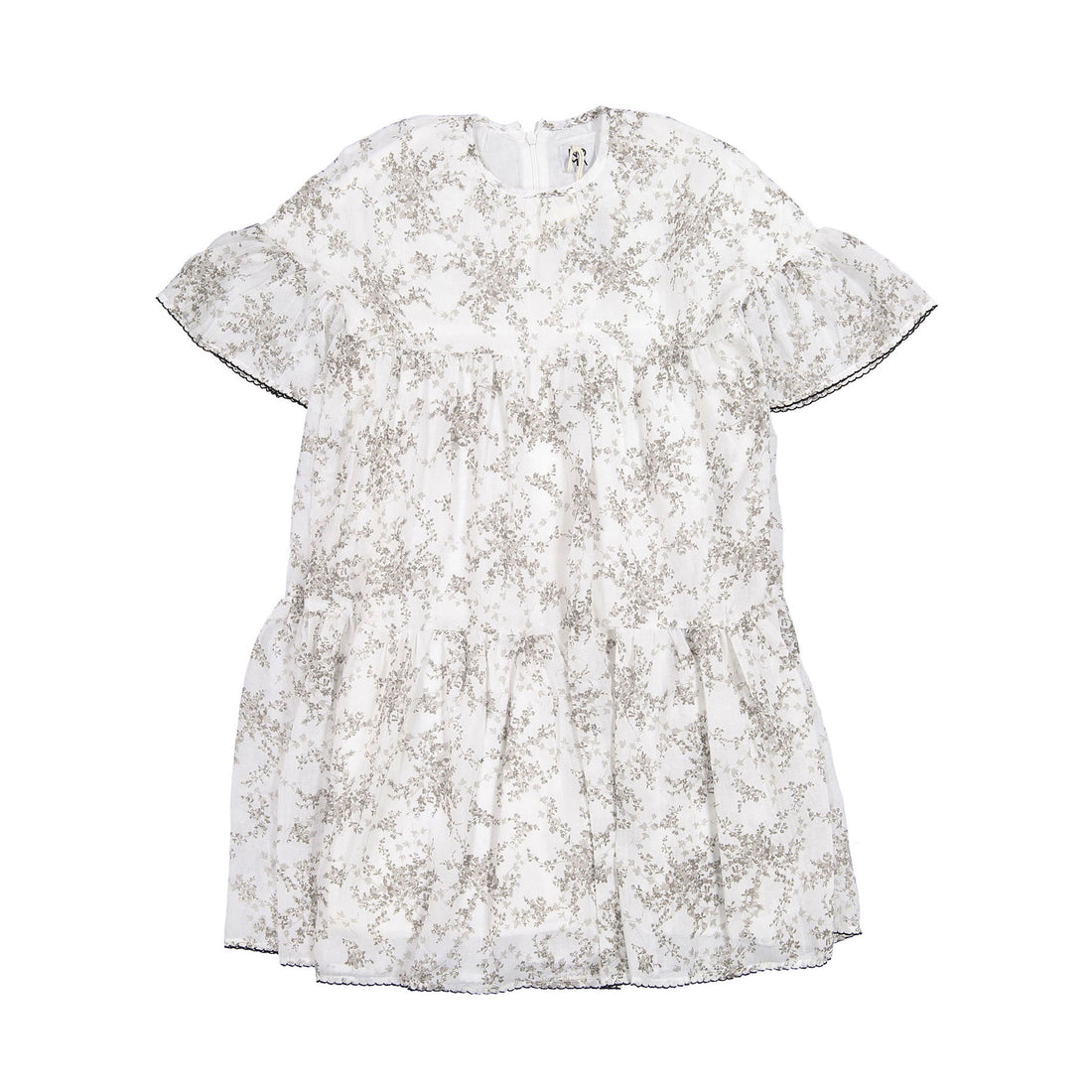 Noma Ivory Floral Embroidered Edge Tiered Dress