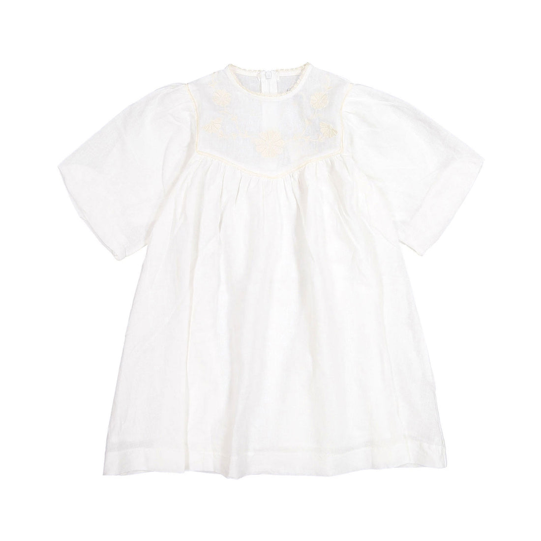Noma Ivory Embroidered Bib Solid Dress