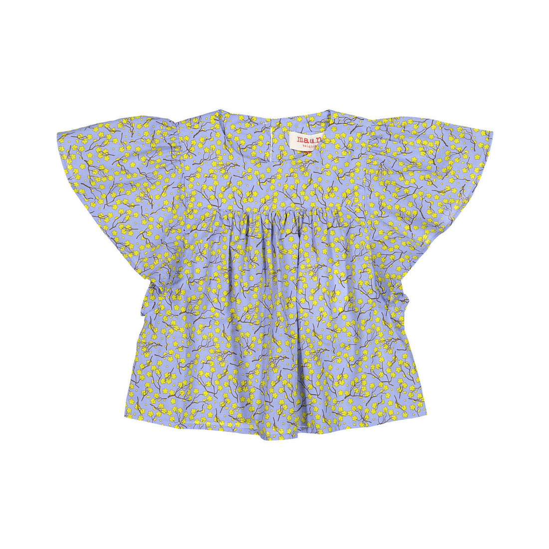 Maan Sky Blue Blossom Rap Ruffle Blouse