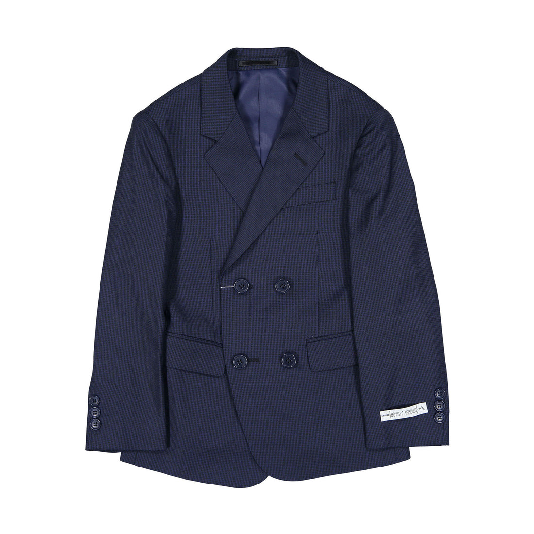 Boys and Arrows Navy Small Grid Double Breasted Suit