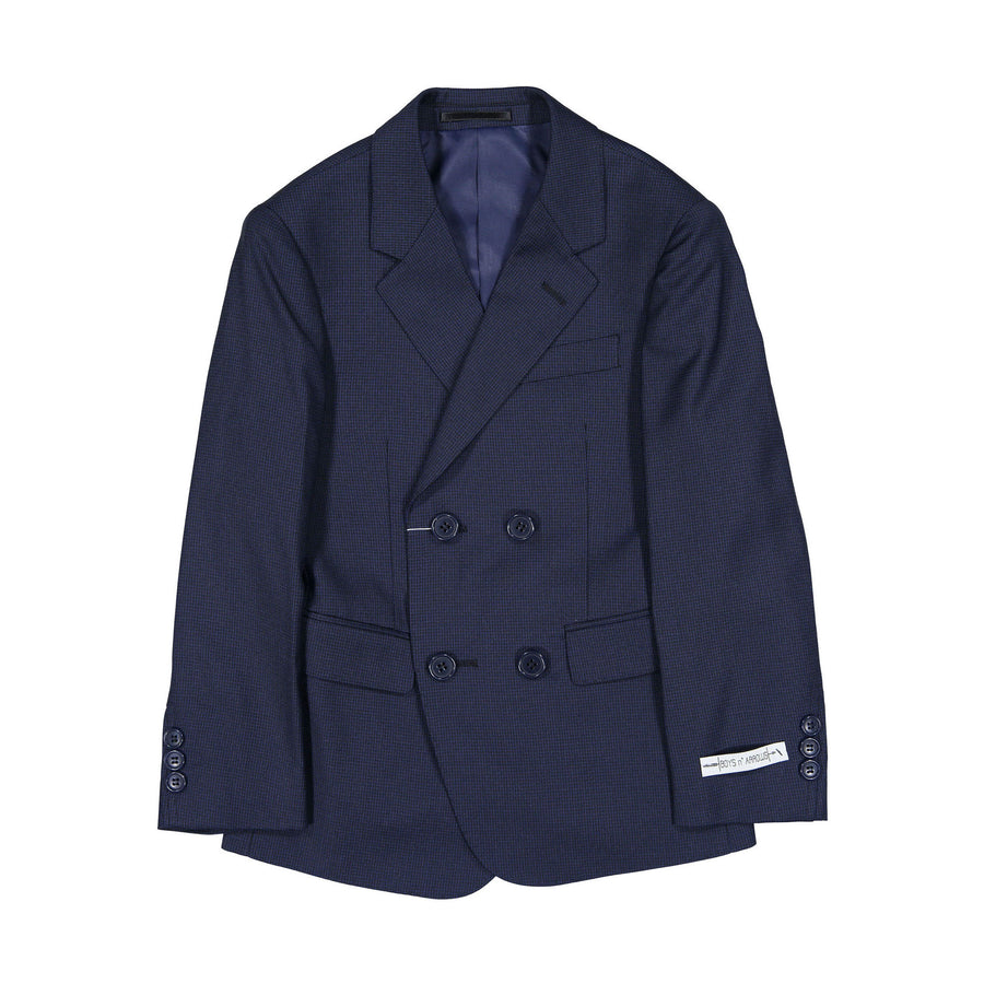 Boys and Arrows Navy Small Grid Double Breasted Suit