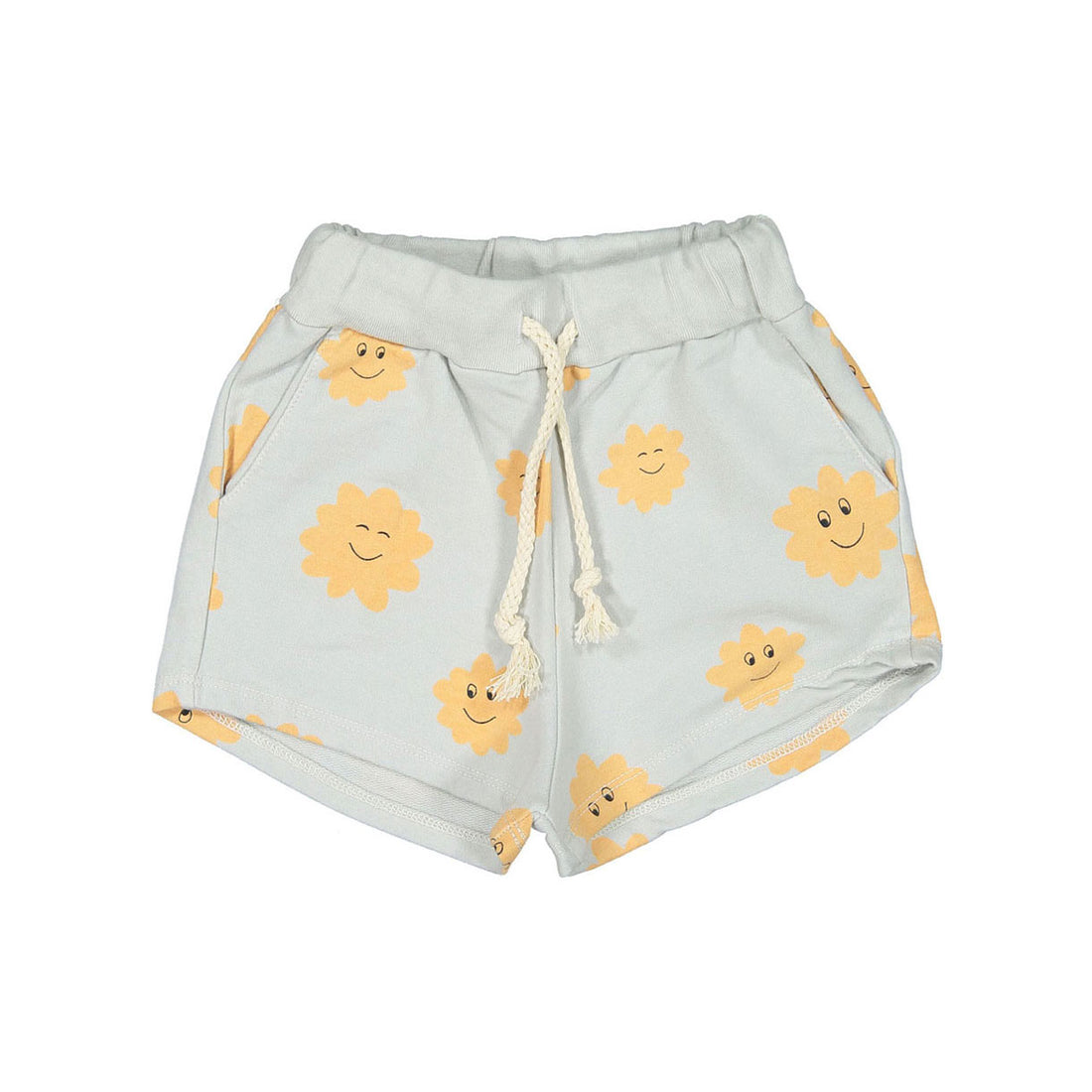 LotieKids Light Grey Smiley Clouds Shorts