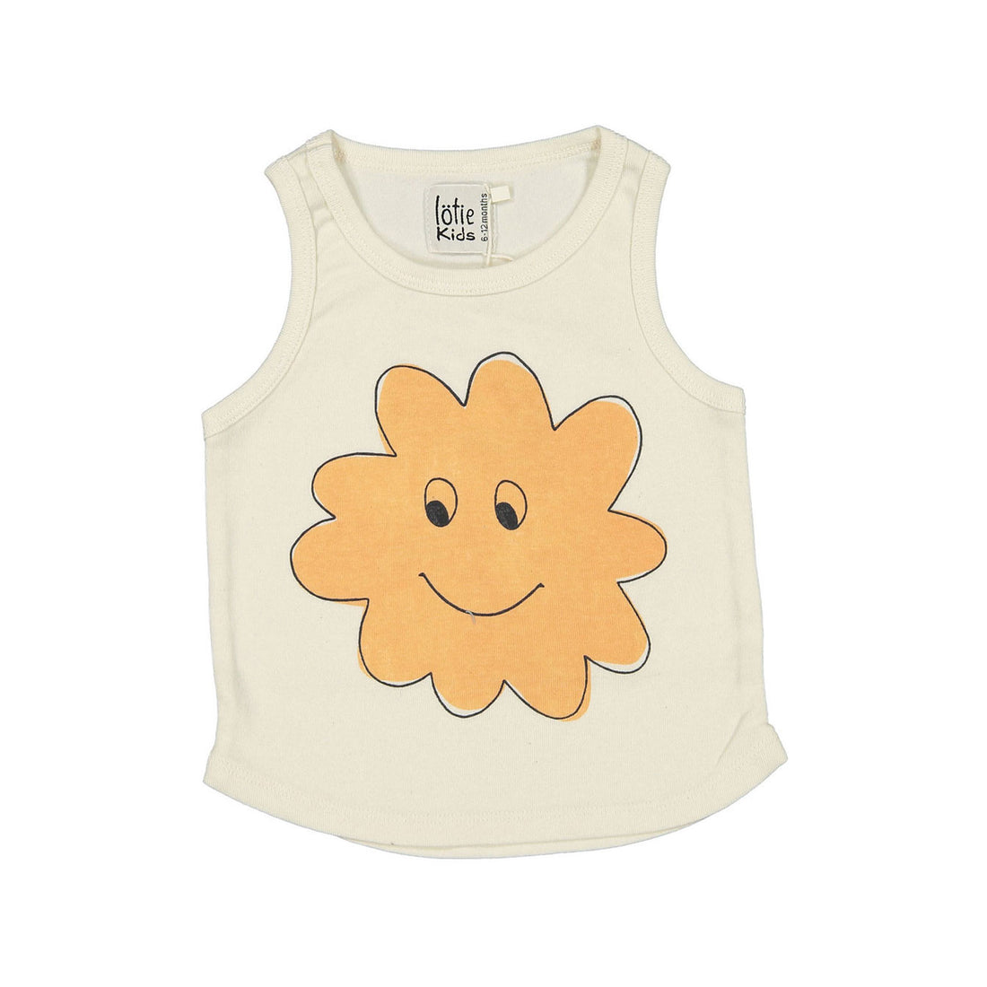LotieKids Off White Big Smiley Cloud Baby Tank Top