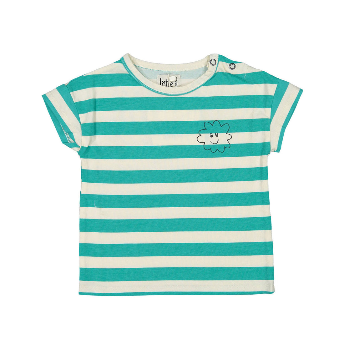 LotieKids Off White Stripes+Smiley Cloud Baby Tshirt Short Sleeve
