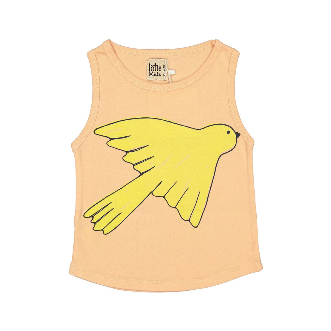 LotieKids Neon Peach Big Bird Tank Top