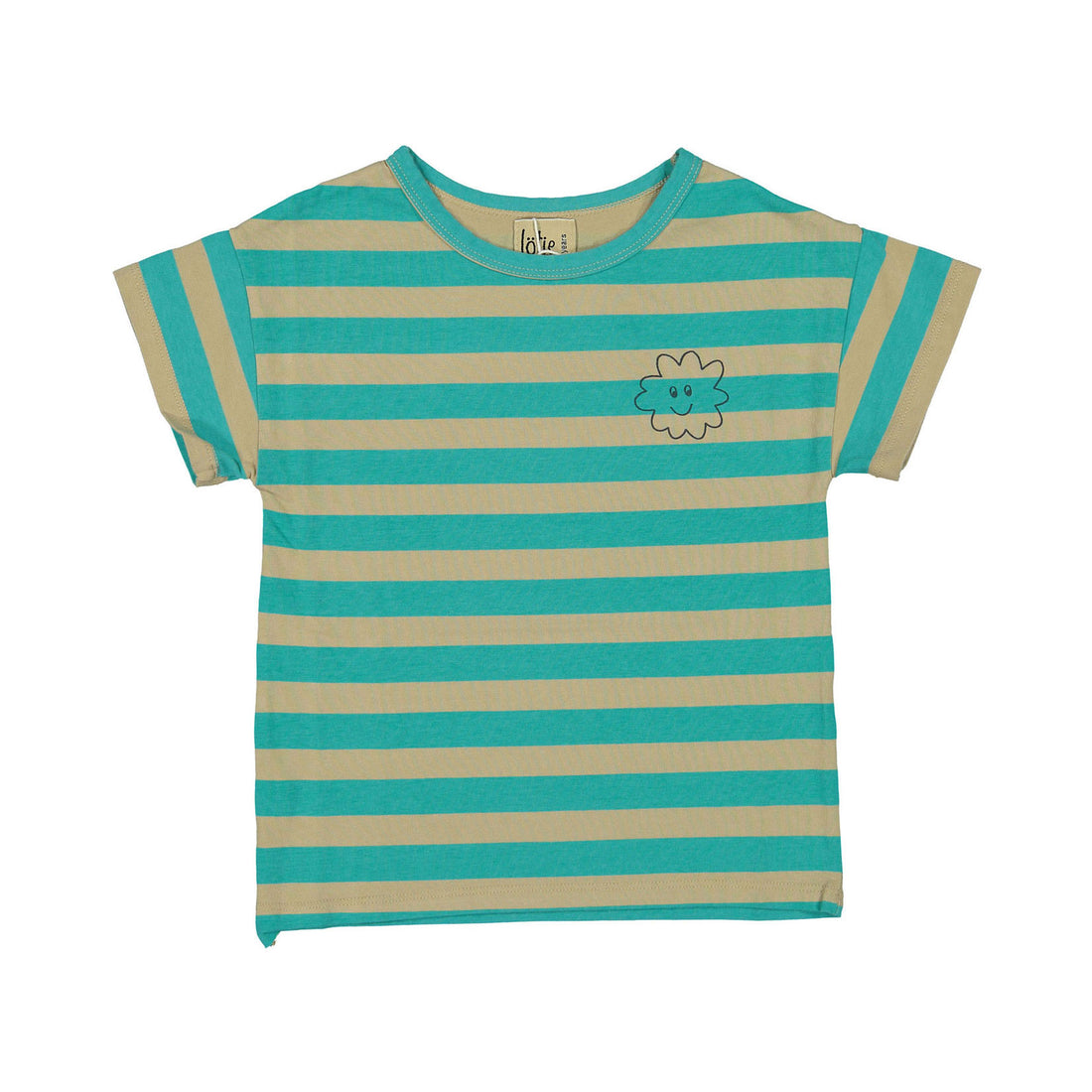 LotieKids Latte Stripes+Smiley Cloud Tshirt