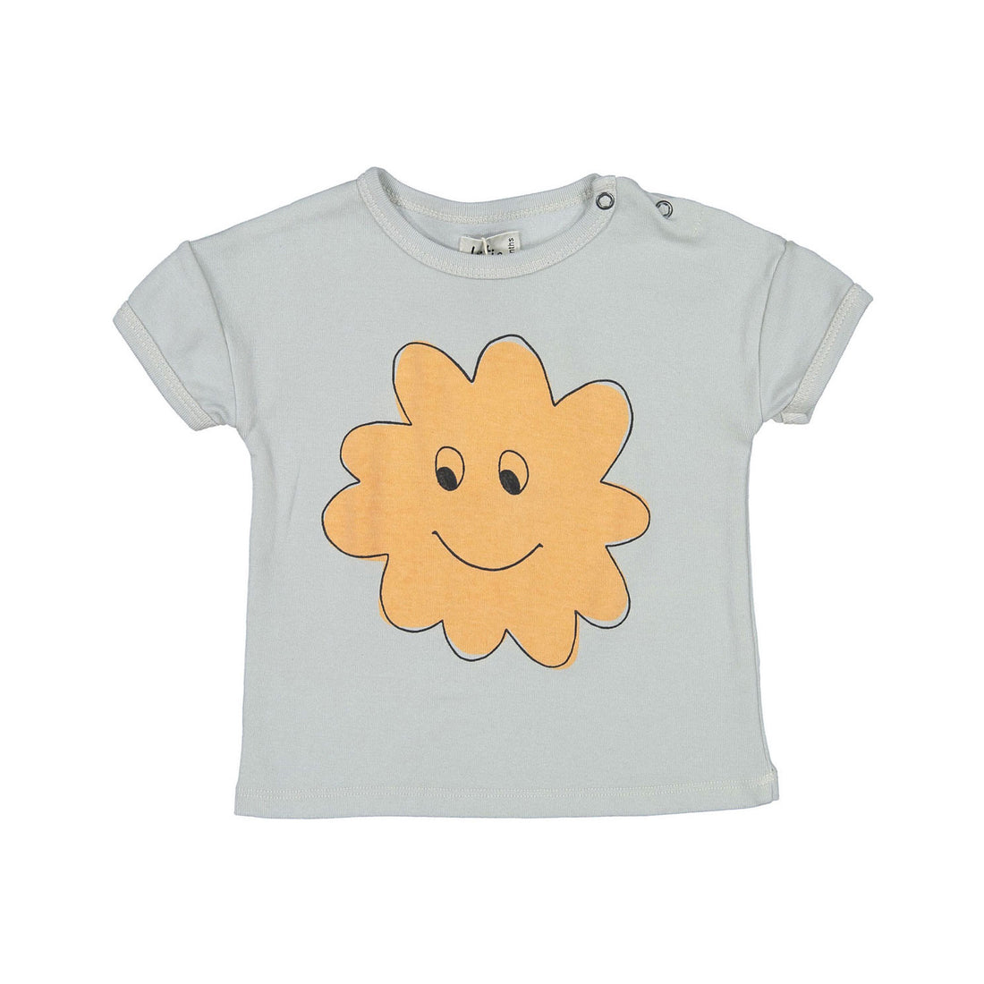 LotieKids Light Grey Big Smiley Cloud Baby Tshirt Short Sleeve