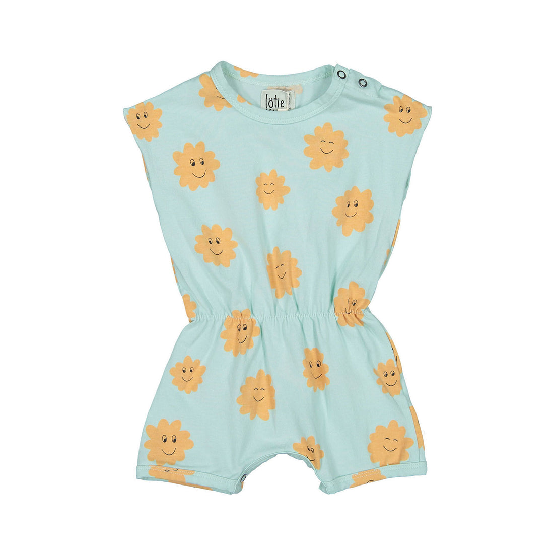 LotieKids Water Green Smiley Clouds Baby Playsuit