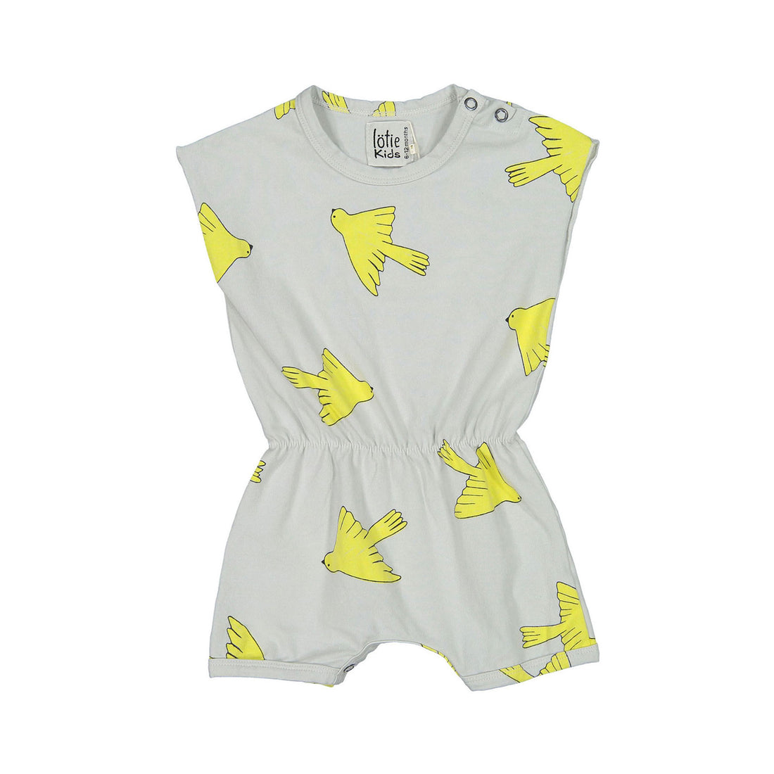 LotieKids Light Grey Birds Baby Playsuit