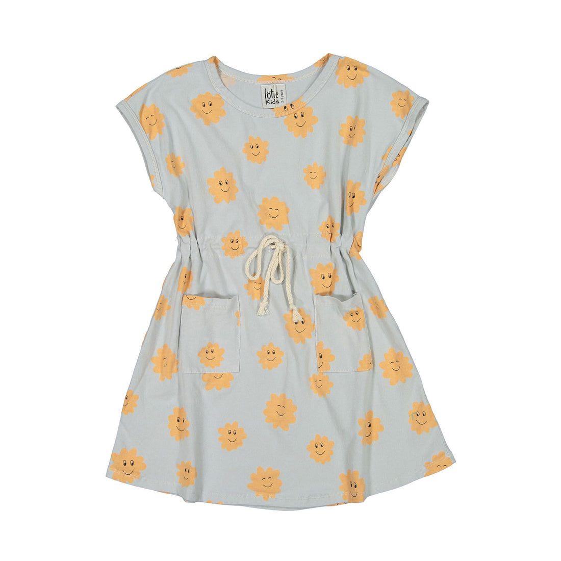 LotieKids Light Grey Smiley Clouds Cord Dress