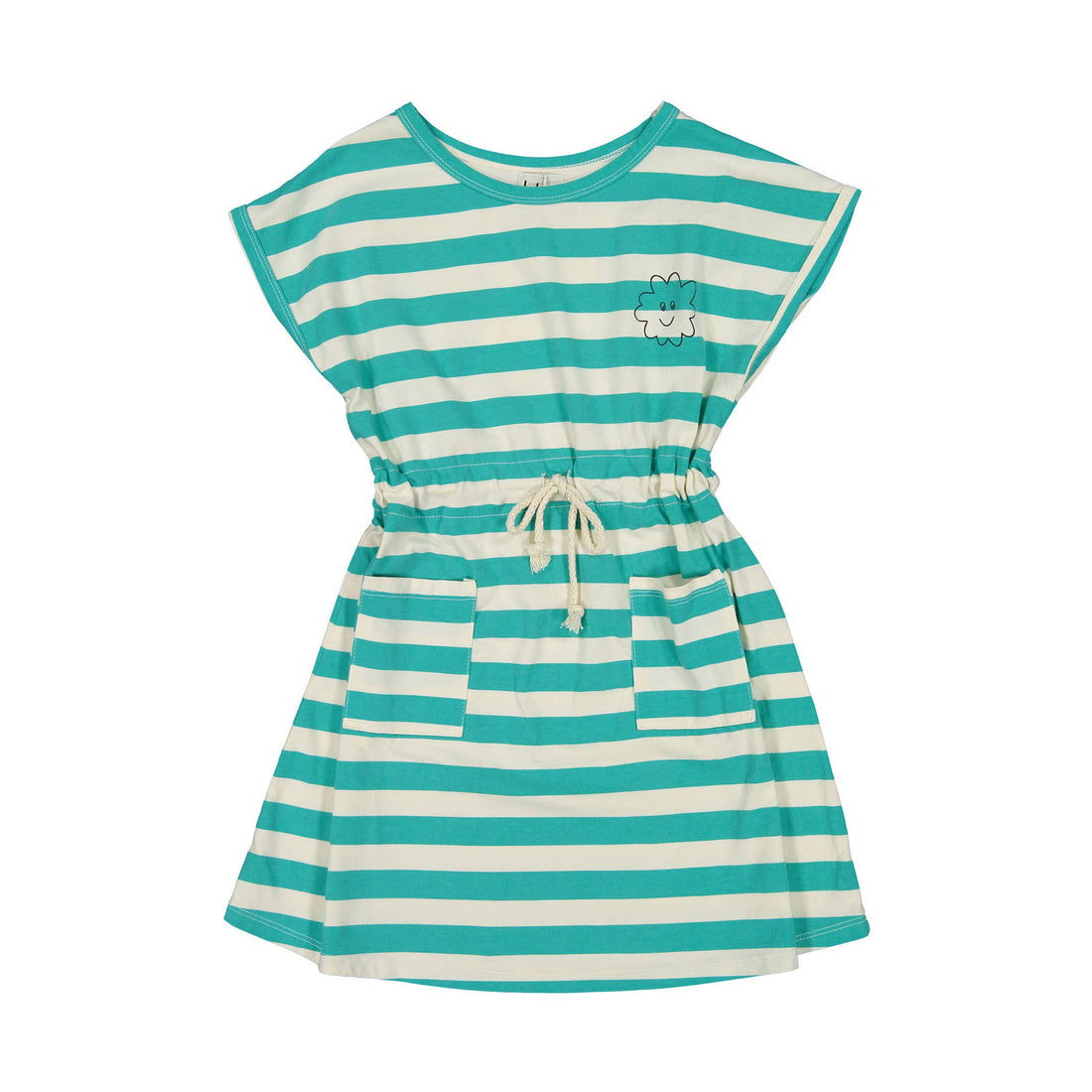 LotieKids Off White Stripes+Smiley Cloud Cord Dress