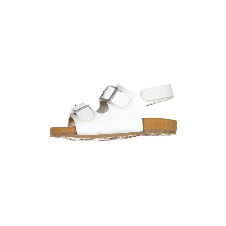 Pepe White Patent Buckle Sandal