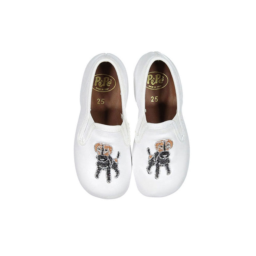 Pepe White Embroidered Slip On