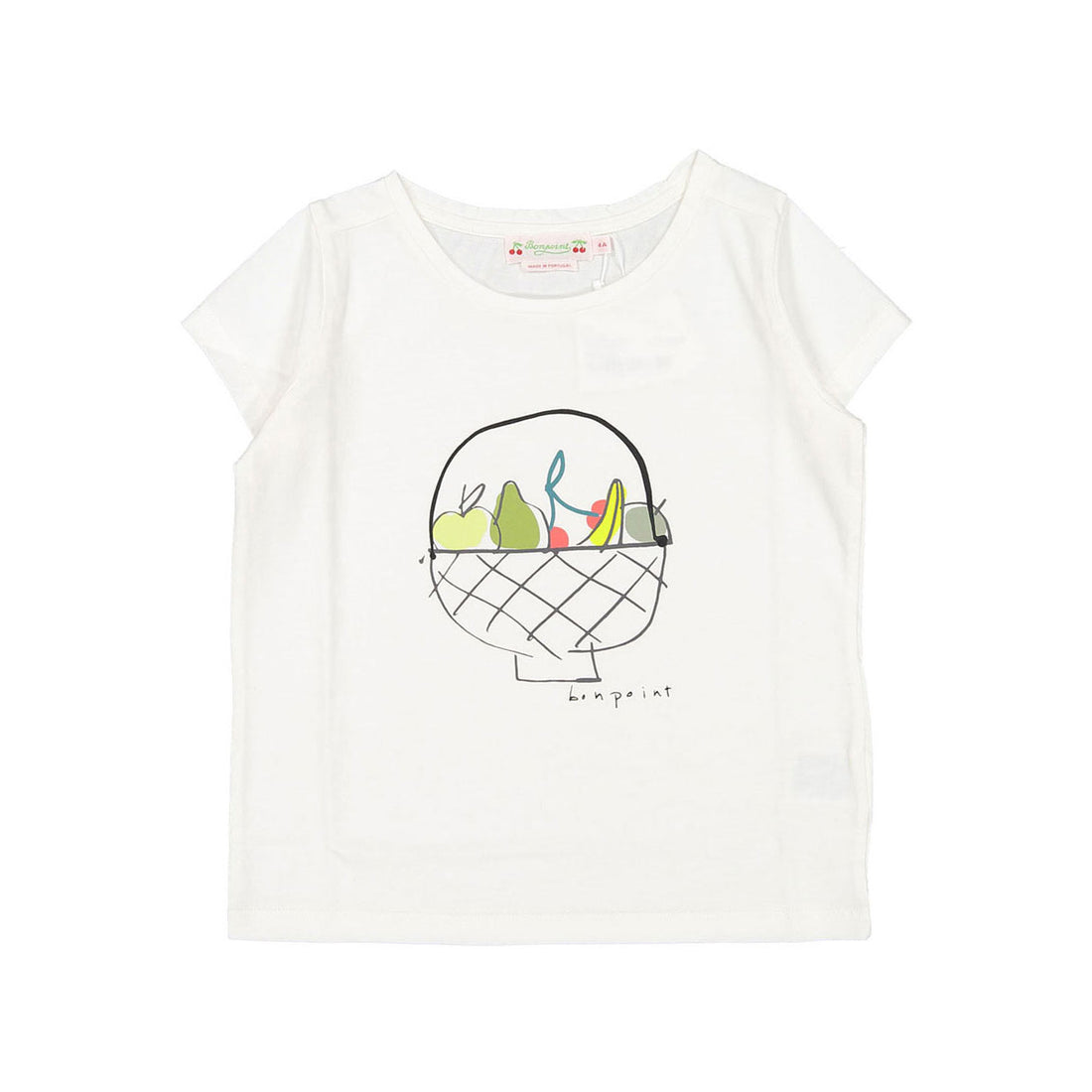 Bonpoint White Fruit Drawing Alcala Tee