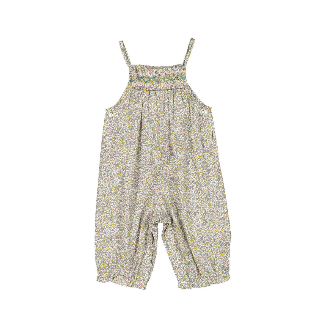 Bonpoint Ecru Floral Smocked Jumpsuit