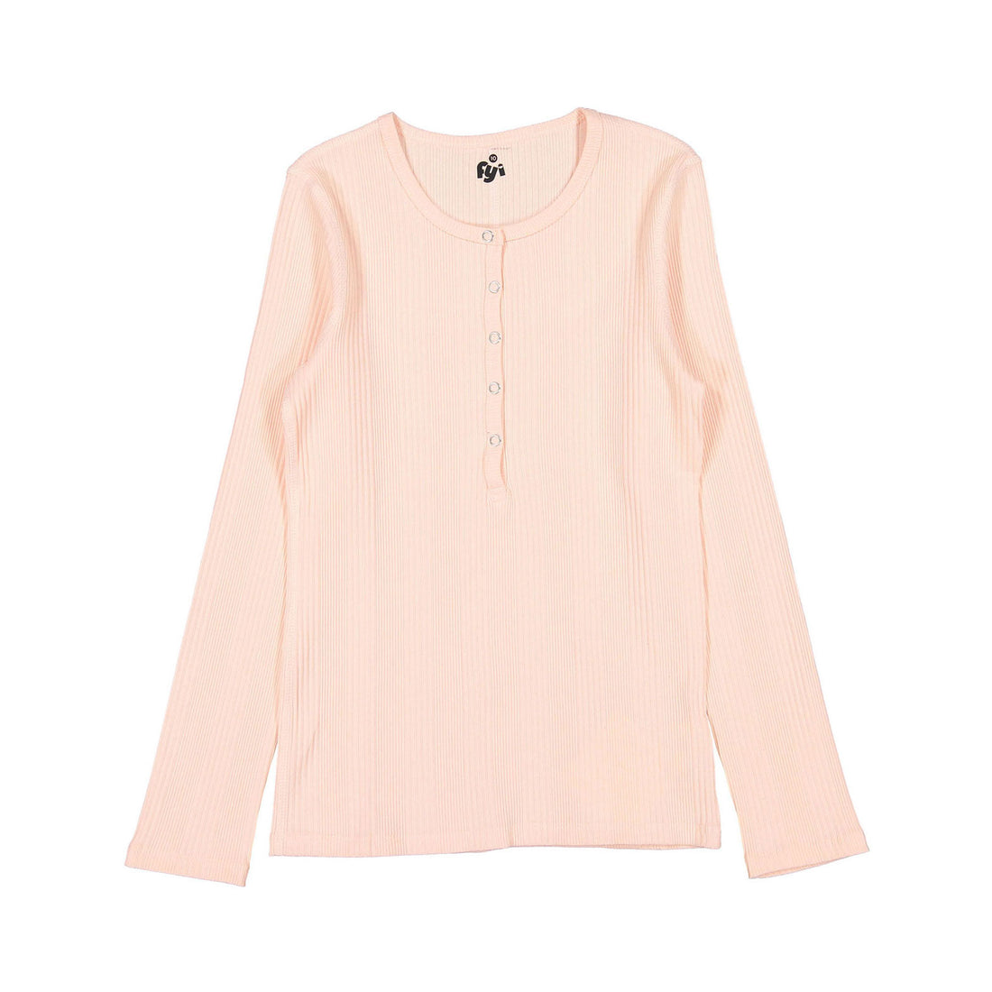 FYI  Pink Ribbed Henley Tee