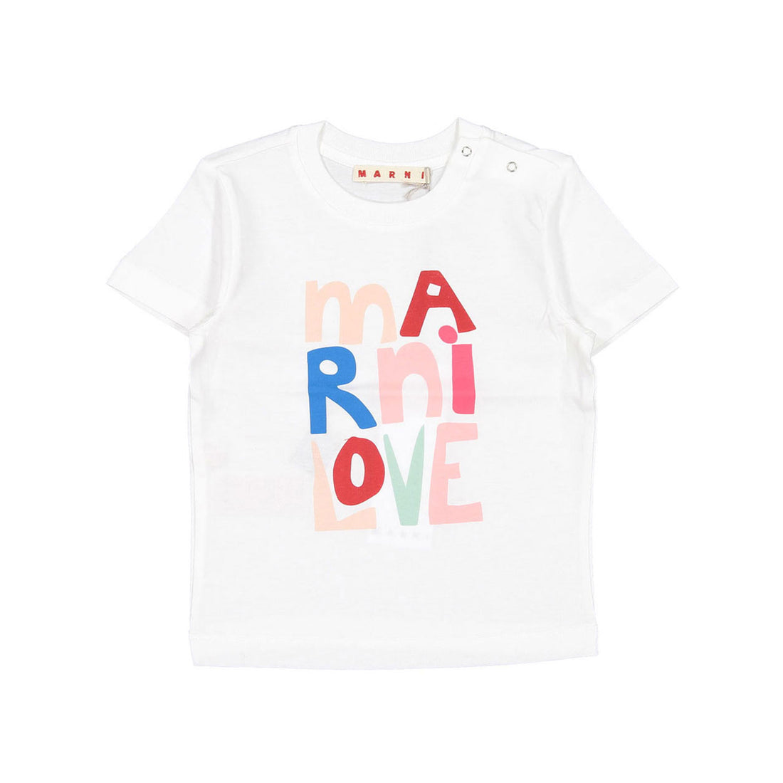 Marni Multi-Colour Lettering Blue Cotton Jersey T-Shirt