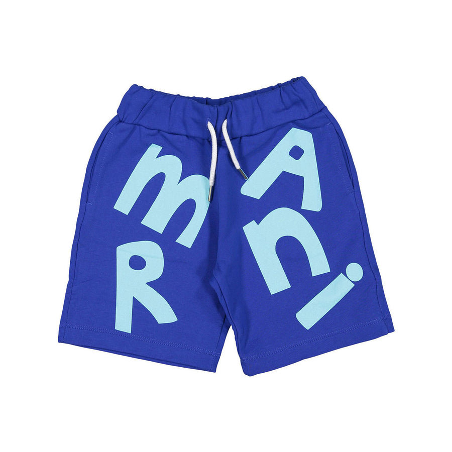 Marni Blue Maxi Logo Sweatshirt Cotton Short Track Pants