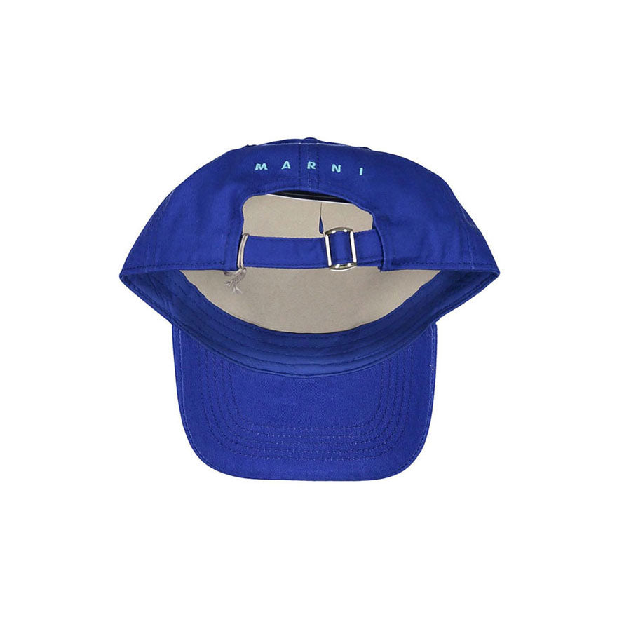 Marni "M" Blue Cotton Gabardine Baseball Cap
