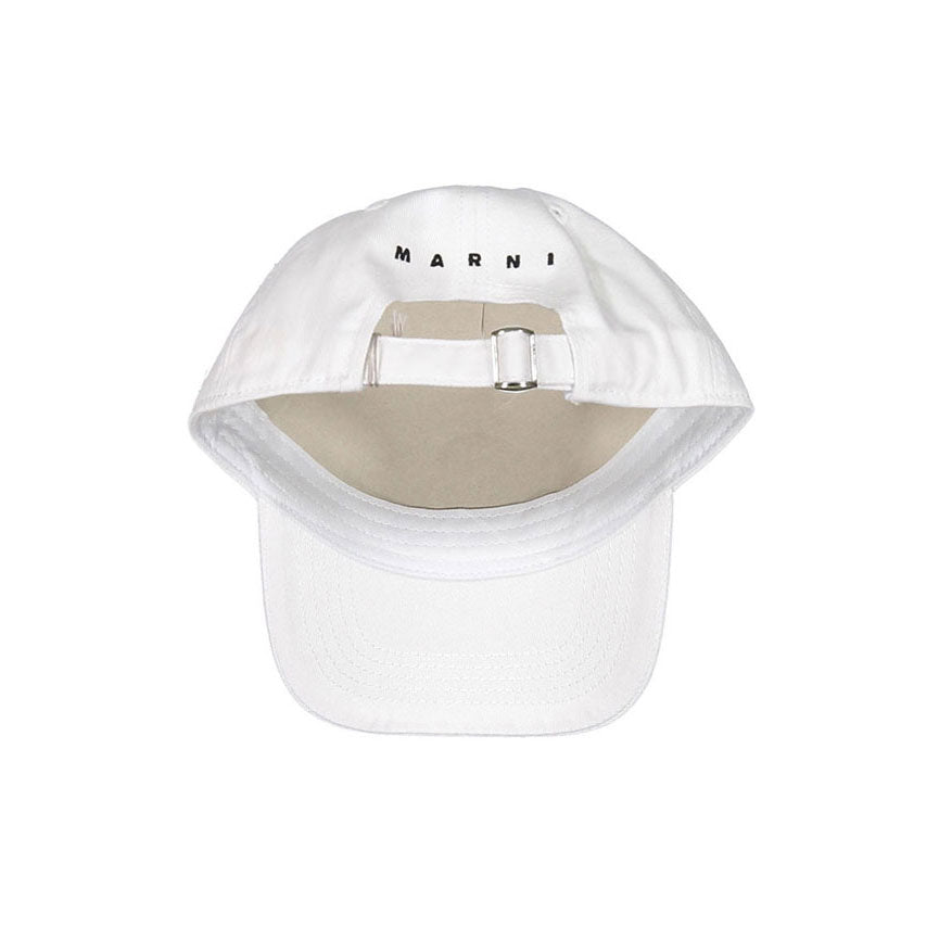 Marni "M" White Cotton Gabardine Baseball Cap