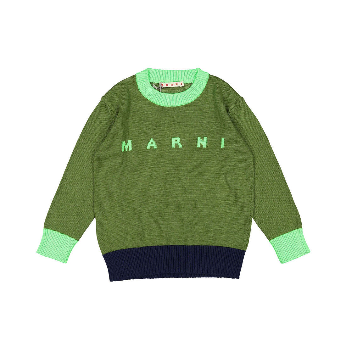 Marni Logo Green Cotton Sweater