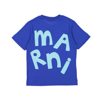 Marni Maxi Logo Blue Cotton Jersey T-Shirt