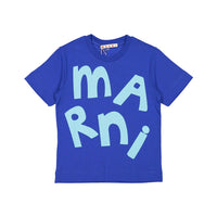 Marni Maxi Logo Blue Cotton Jersey T-Shirt