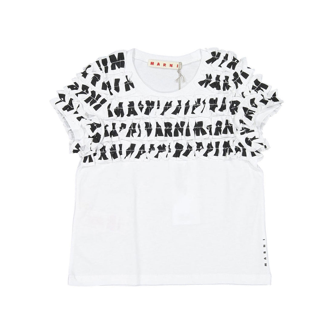 Marni White Stretch Jersey Ruffled T-Shirt