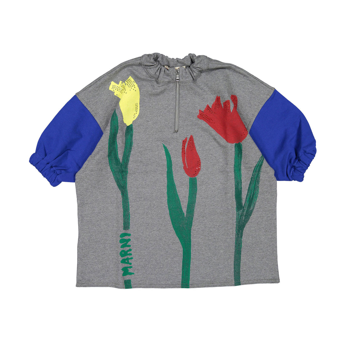 Marni Grey Flower Drawing Dress