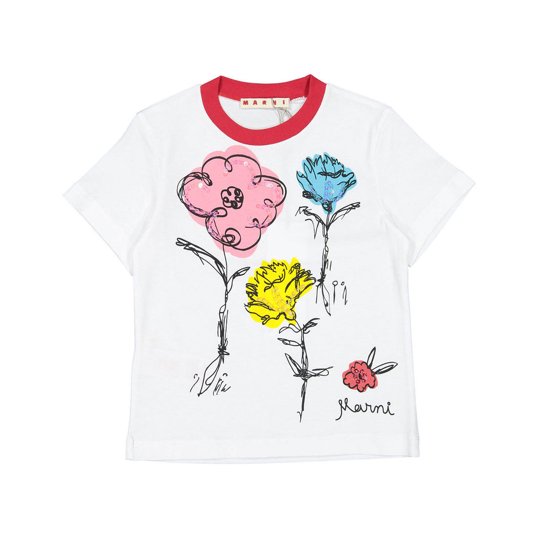 Marni Cotton Jersey Flower T-Shirt