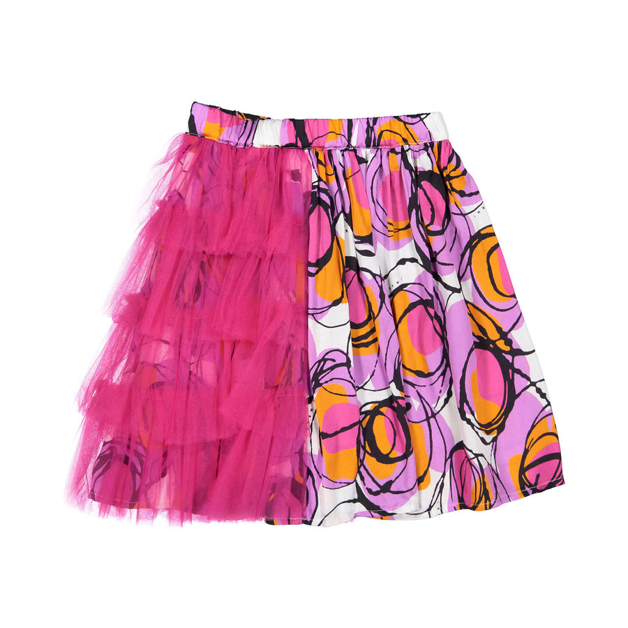 Marni Bubble Print Viscose Satin And Tulle Skirt
