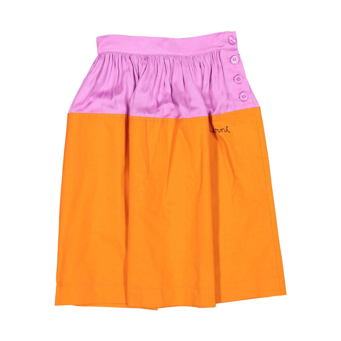 Marni Cotton Gabardine And Satin Skirt