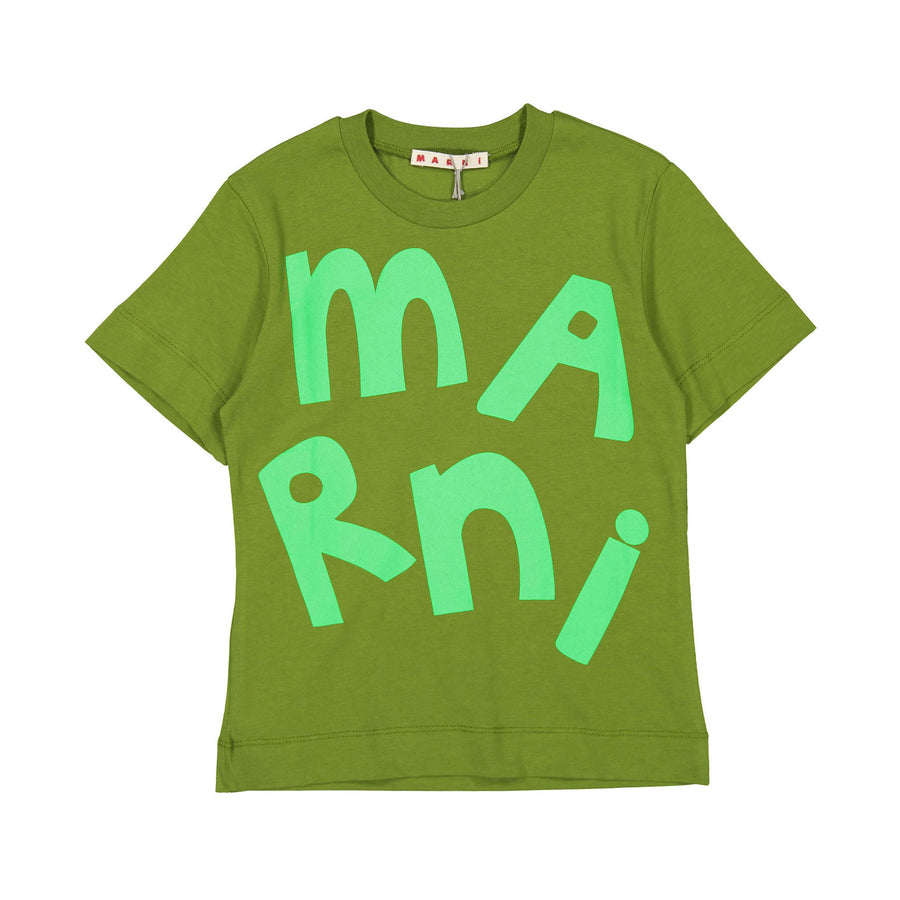 Marni Maxi Logo Green Cotton Jersey T-Shirt