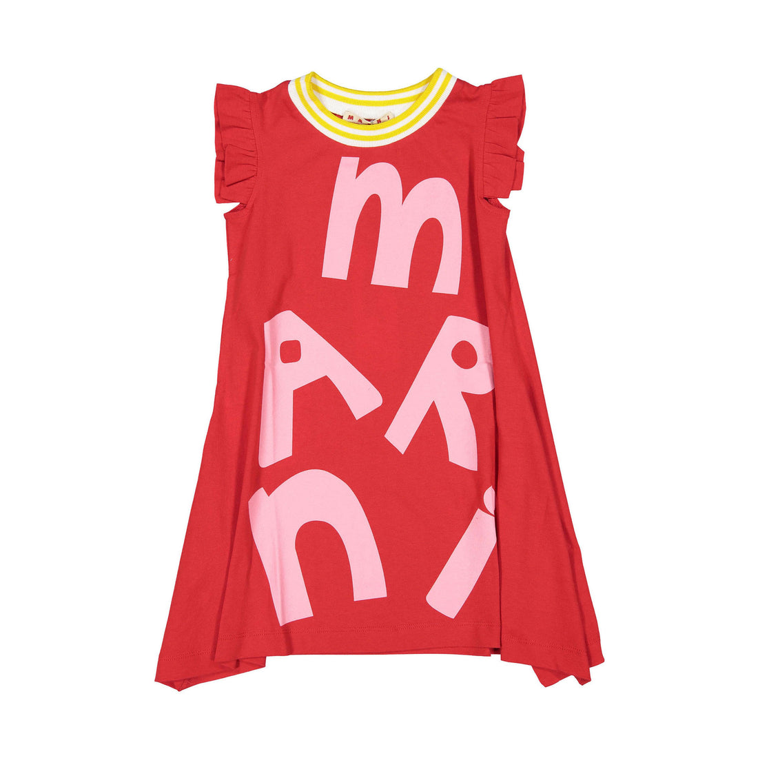 Marni Red Maxi Logo Print Cotton Jersey Dress
