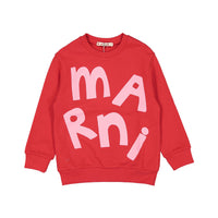 Marni Maxi Logo Red Cotton Sweatshirt