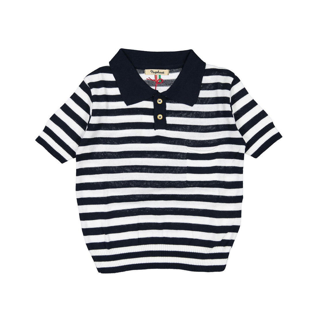 Nupkeet Navy Striped Knit Polo