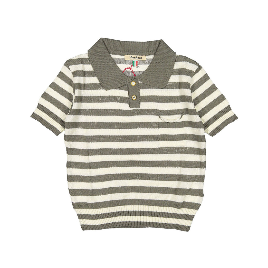 Nupkeet Olive Striped Knit Polo