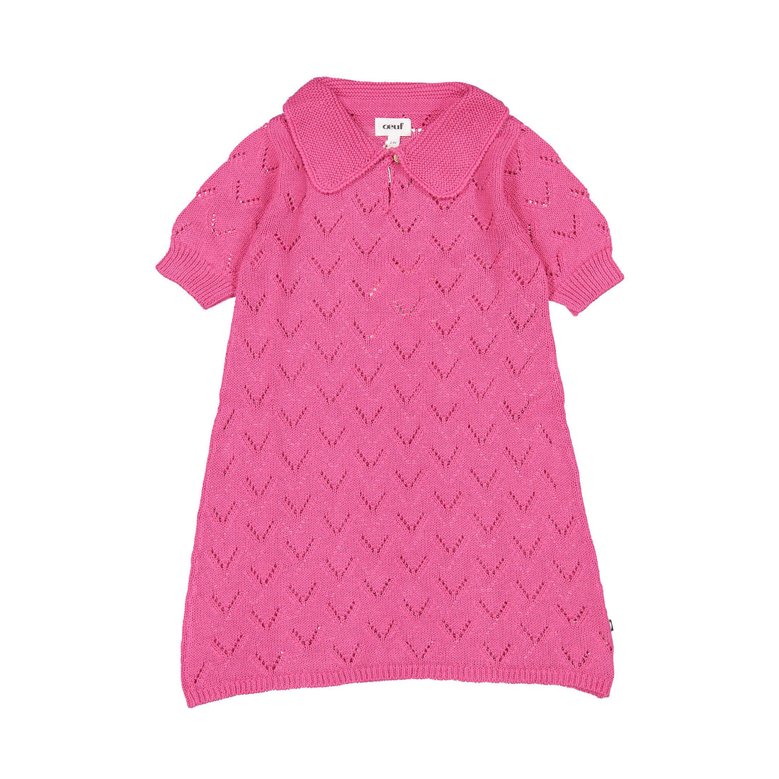 Oeuf Pointelle Polo Dress - Geranium