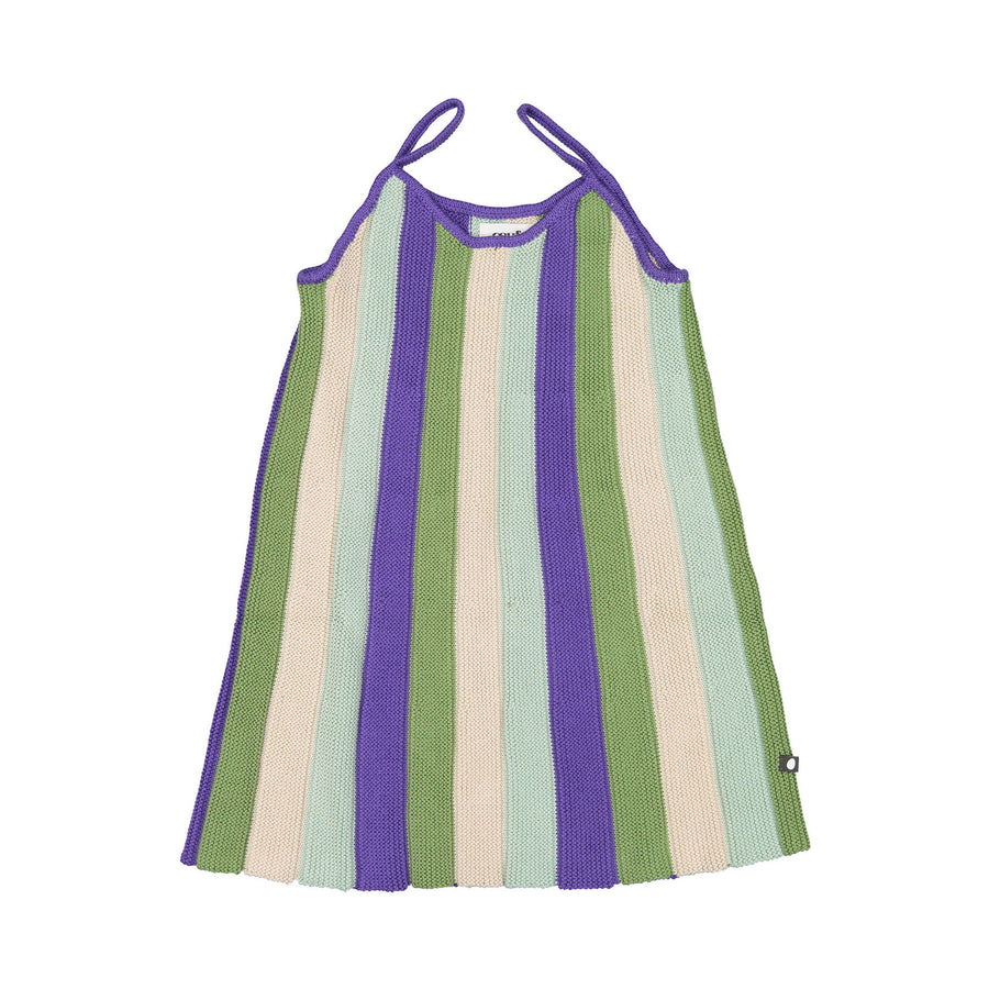 Oeuf Pleated Dress - Eggshell/Multii Stripe