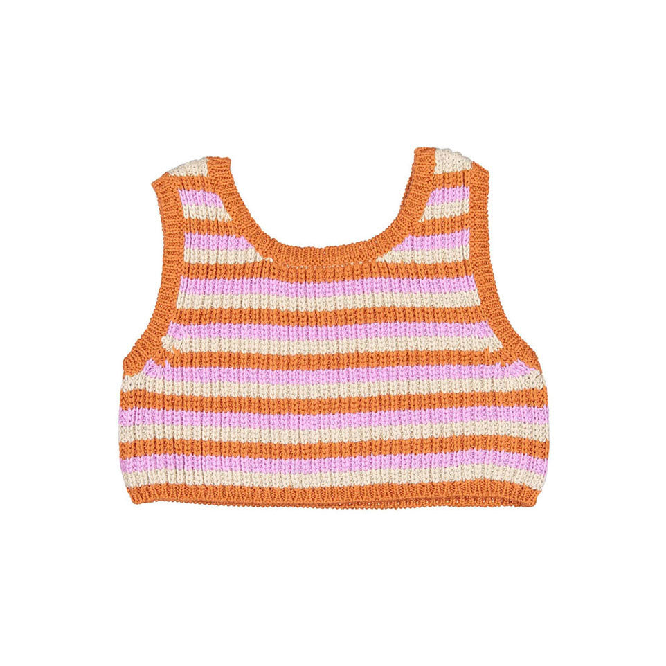 Oeuf Knit Tank - Papaya/Tri Stripe