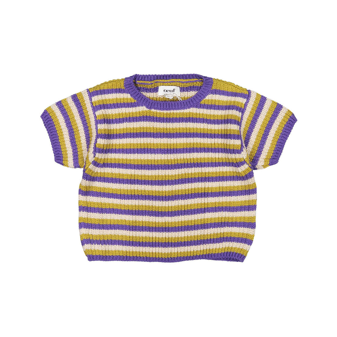 Oeuf Knit Tee - Violet/Tri Stripe