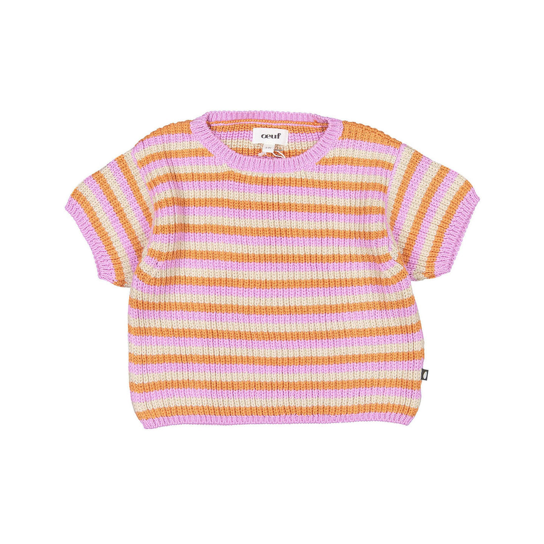 Oeuf Knit Tee - Orchid/Tri Stripe
