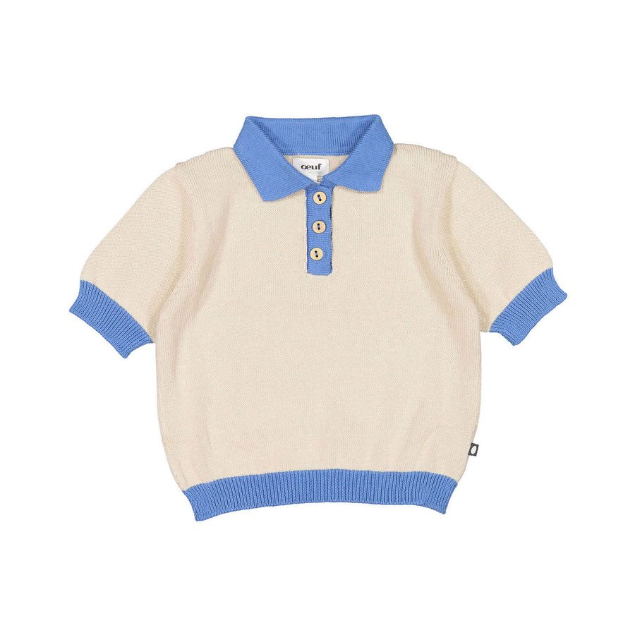 Oeuf Colorblock Polo - Eggshell/Bluebell