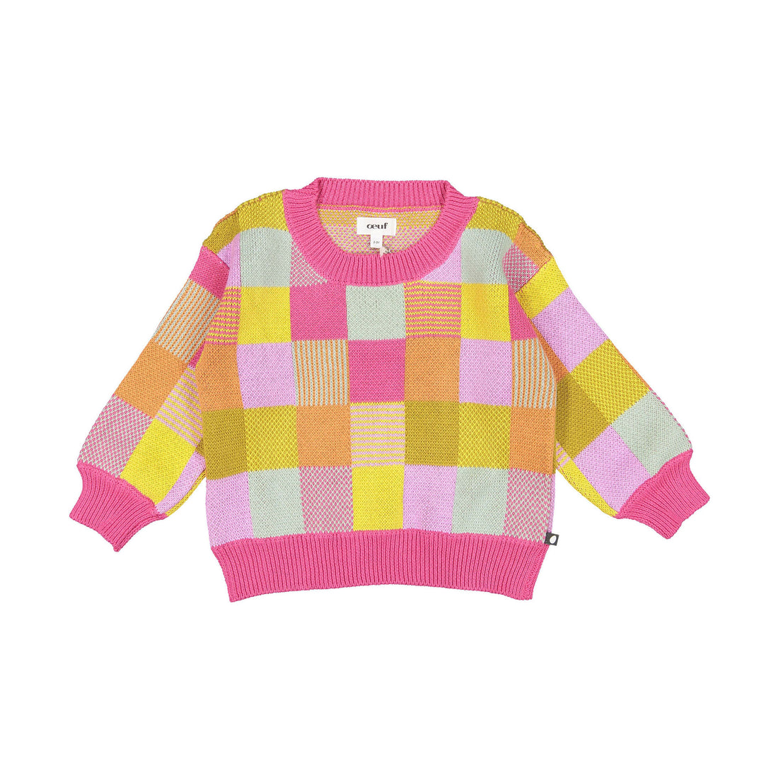 Oeuf Patchwork Sweater - Geranium/Patchwork