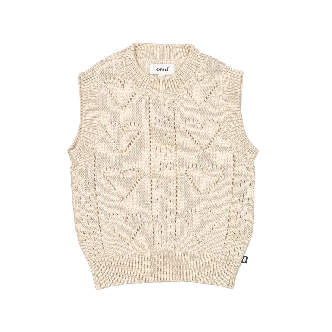 Oeuf Pointelle Heart Vest - Eggshell