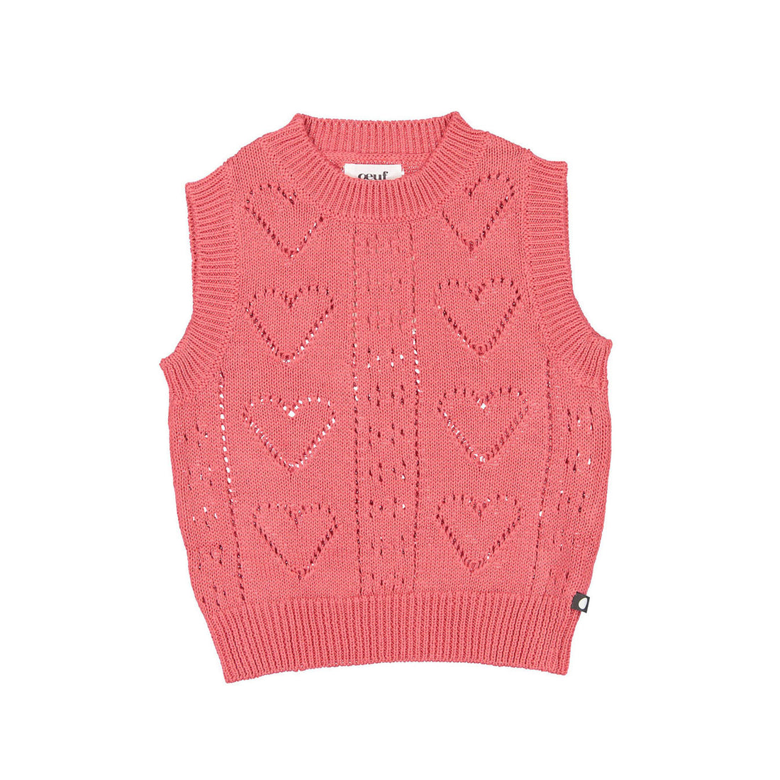 Oeuf Pointelle Heart Vest - Watermelon