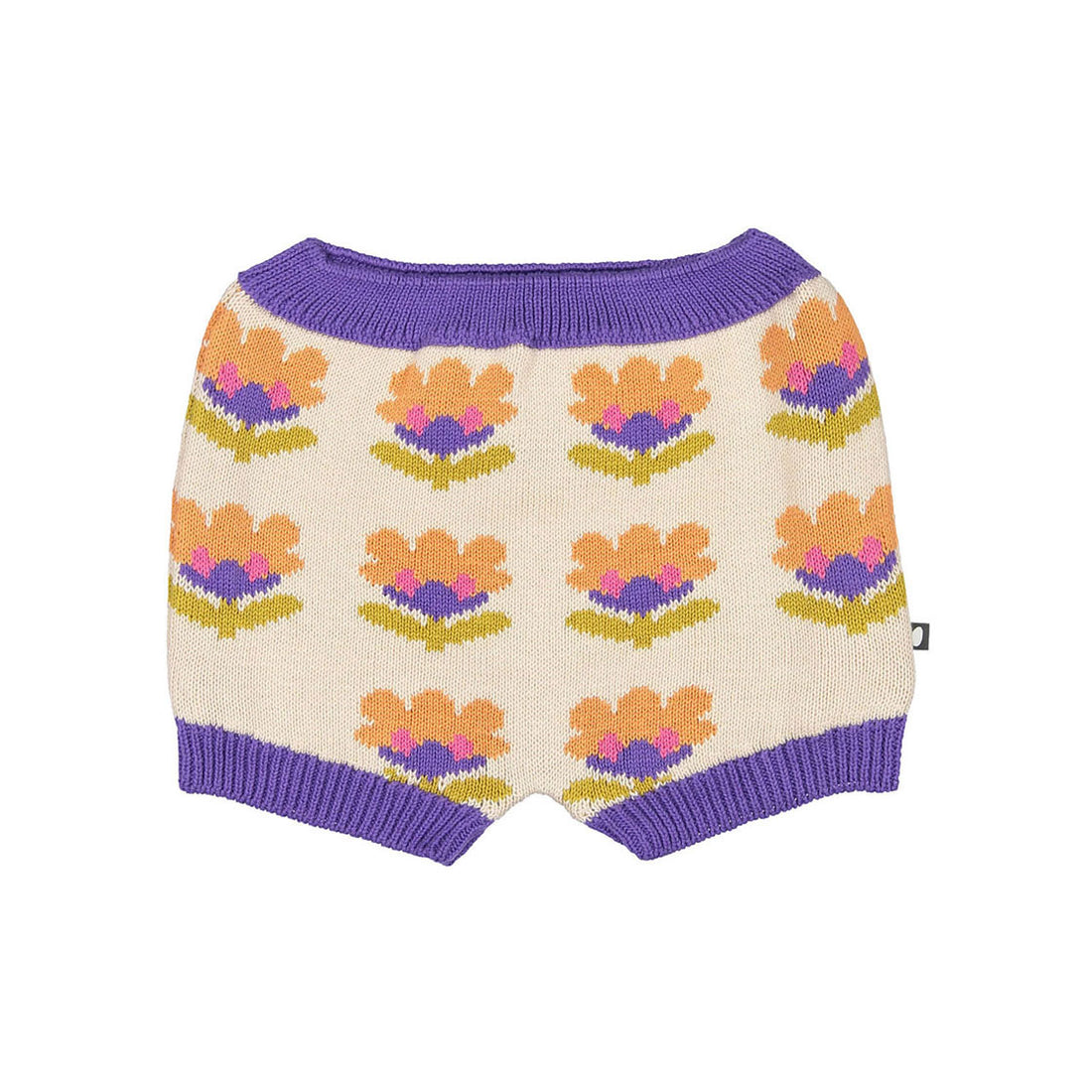 Oeuf Knit Flower Shorts - Violet/Knit Flower