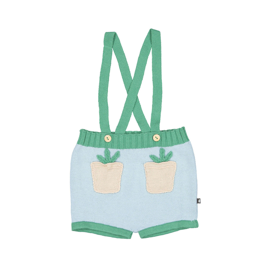 Oeuf Suspender Pocket Shorts - Light Blue/Fern