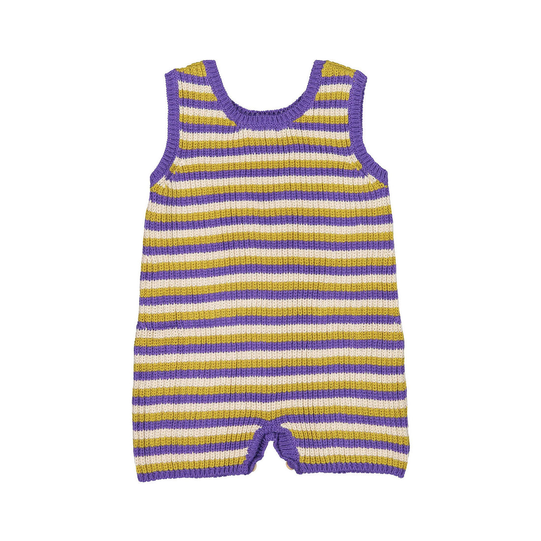 Oeuf Knit Romper - Violet/Tri Stripe