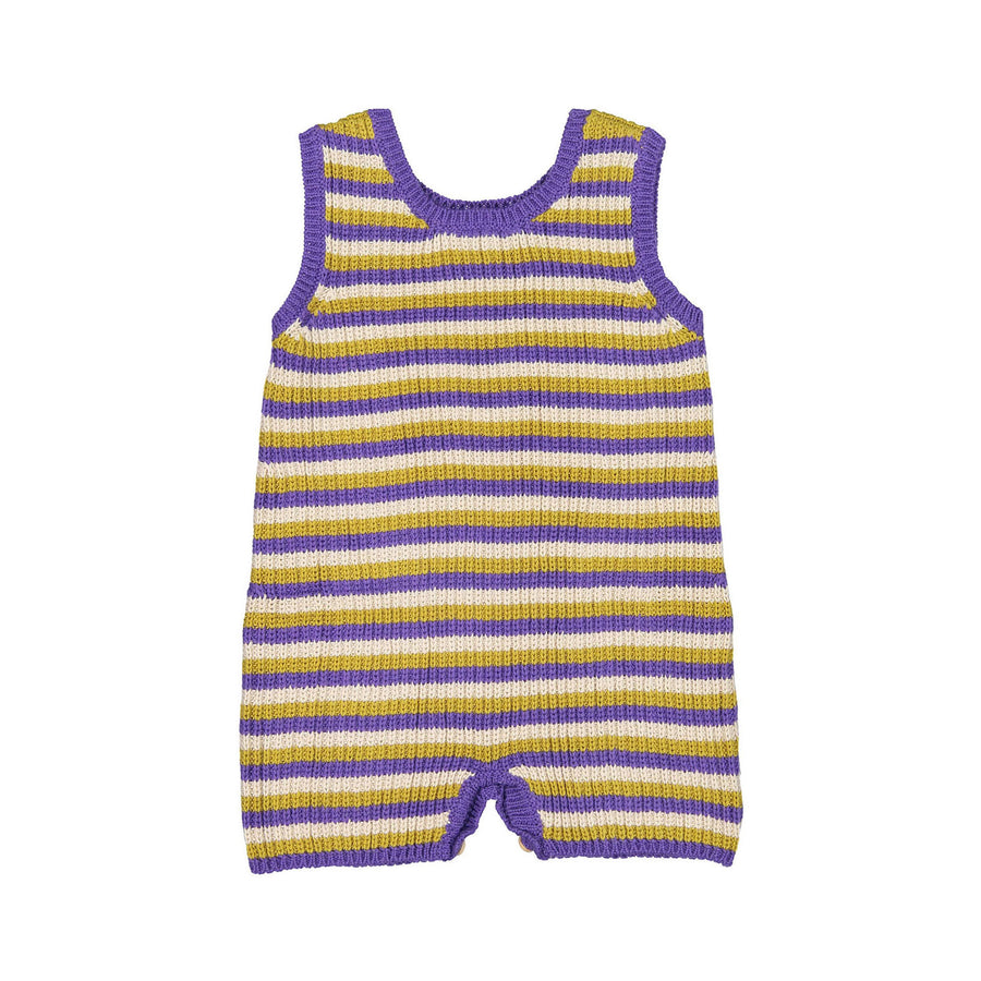 Oeuf Knit Romper - Violet/Tri Stripe
